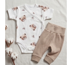 Komplet body kopertowe krótki rękaw i spodnie