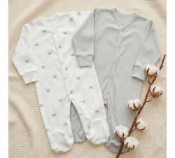 2x Pajac niemowlęcy rozpinany bawełniany