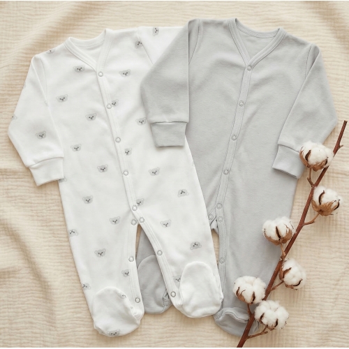 2x Pajac niemowlęcy rozpinany bawełniany