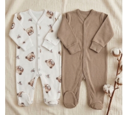 2x Pajac niemowlęcy rozpinany bawełniany