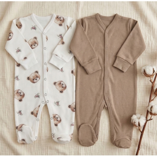 2x Pajac niemowlęcy rozpinany bawełniany
